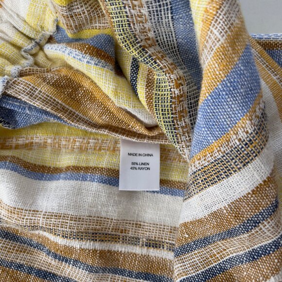 Drew Striped Linen-Blend Pants‎ Size L Wide Leg Bohemian Coastal Comfort Artsy - Picture 5 of 13